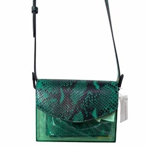 Banana Republic Green Snake-Print Clear Crossbody with Wallet NWT